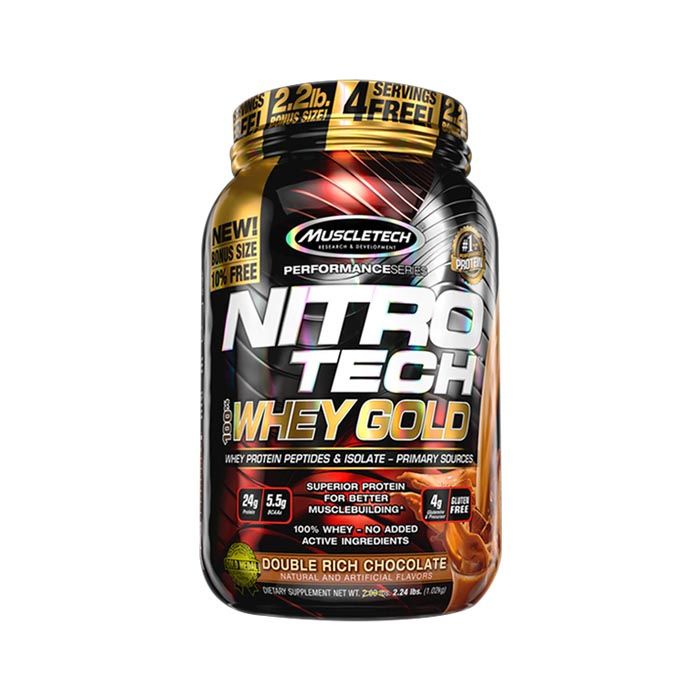 Muscle Tech Nitro Tech Perf Series 100% Whey Gold Bonus Double Rich Chocolate 2lb