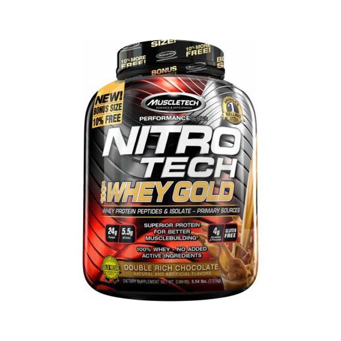 Muscle Tech Nitro Tech Performance Series 100% Whey Gold Bonus Double Rich Chocolate 5lb