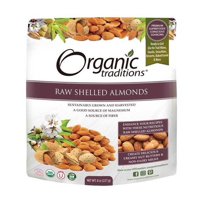 Organic Traditions Raw Shelled Almonds 227 g